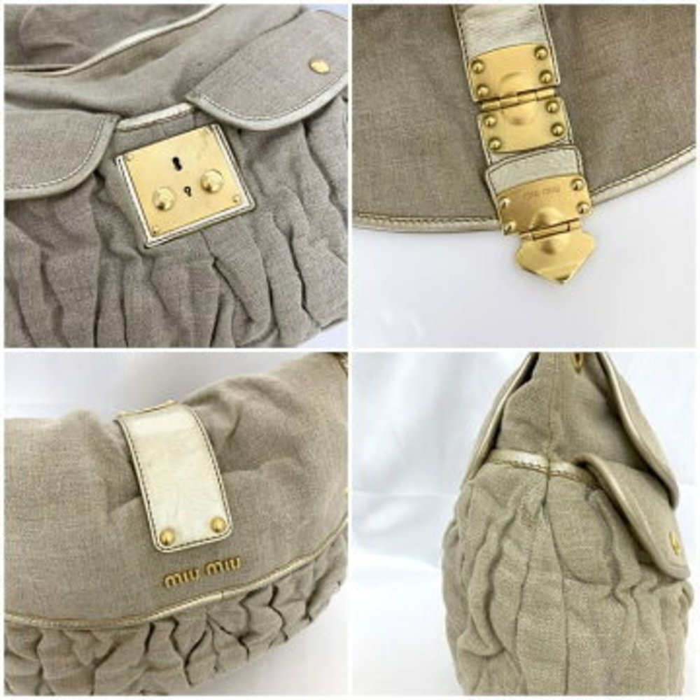 Miu Miu Bag Beige Matelasse Shoulder Bag Leather Flap - Picture 8 of 9